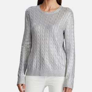 Ralph Lauren Silk Shimmer Cable Knit Sweater Top Size XLarge
